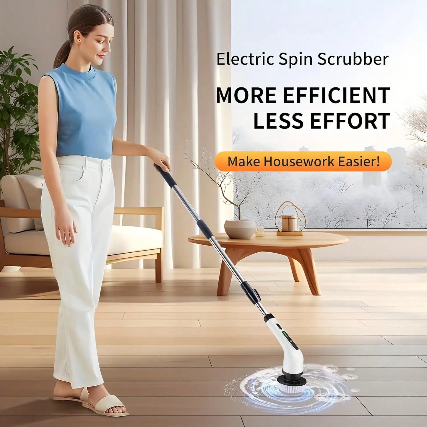 9 In 1 Electric Spin Scrubber Cordless Waterproof Cleaning Brush Multifunctional Tile Floor Tub Bathroom Kitchen Household Tool