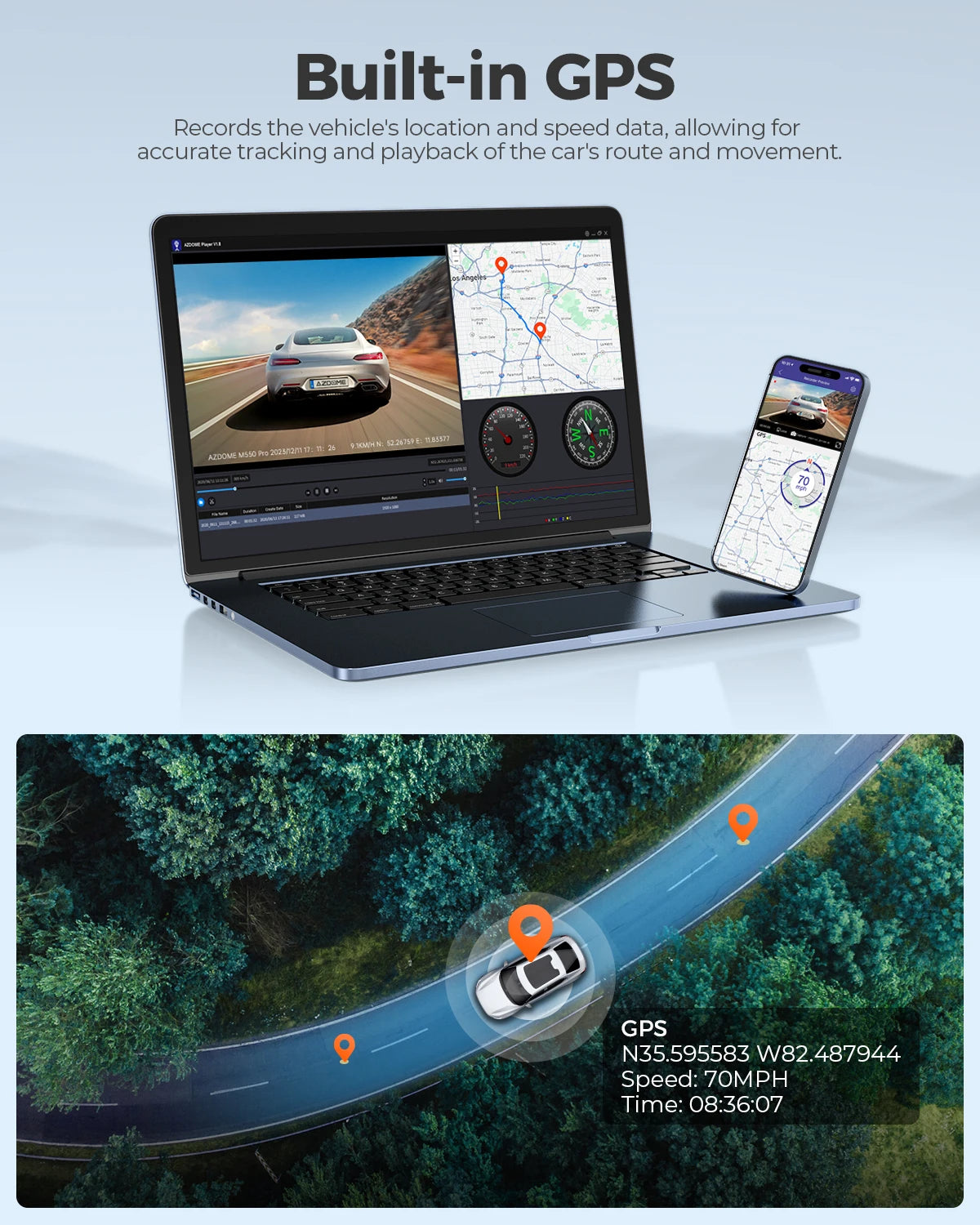 AZDOME 4K Dash Cam M550 Pro Built-in 5.8Ghz WiFi GPS Car DVR Upgrade AZDOME M550 Night Vision Parking Monitor Support Rear Cam