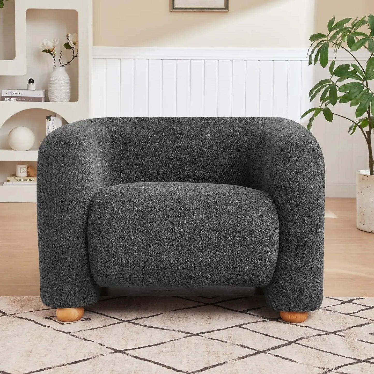 40" Modern Accent Chair Reading Chair Oversized Barrel Chairs for Living Room Bedroom Apartment (1, Khaki), Customized