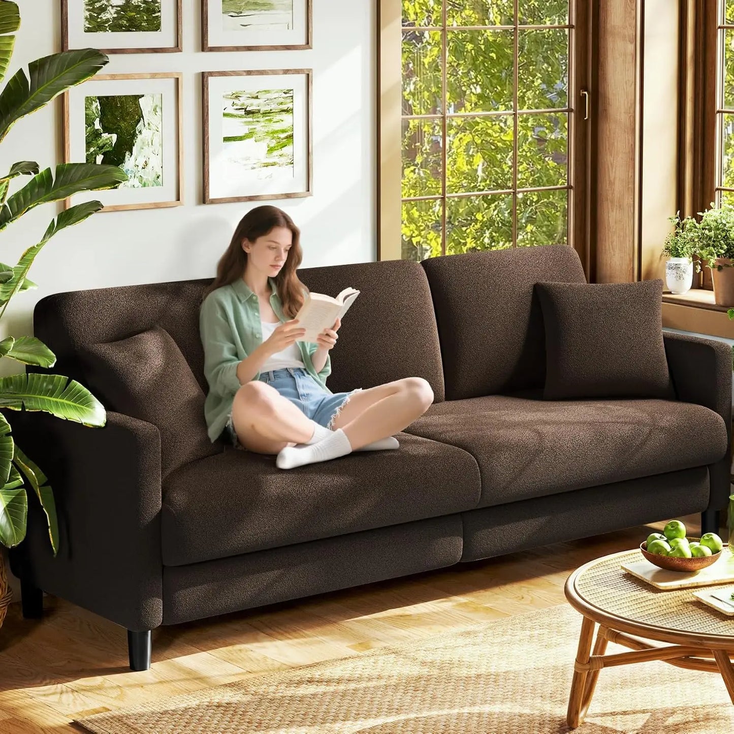 83" Couches for Living Room, Comfy Sofas for Living Room, Teddy Sofa Couch, Tool-Free Setup Loveseat Sofa, Customized