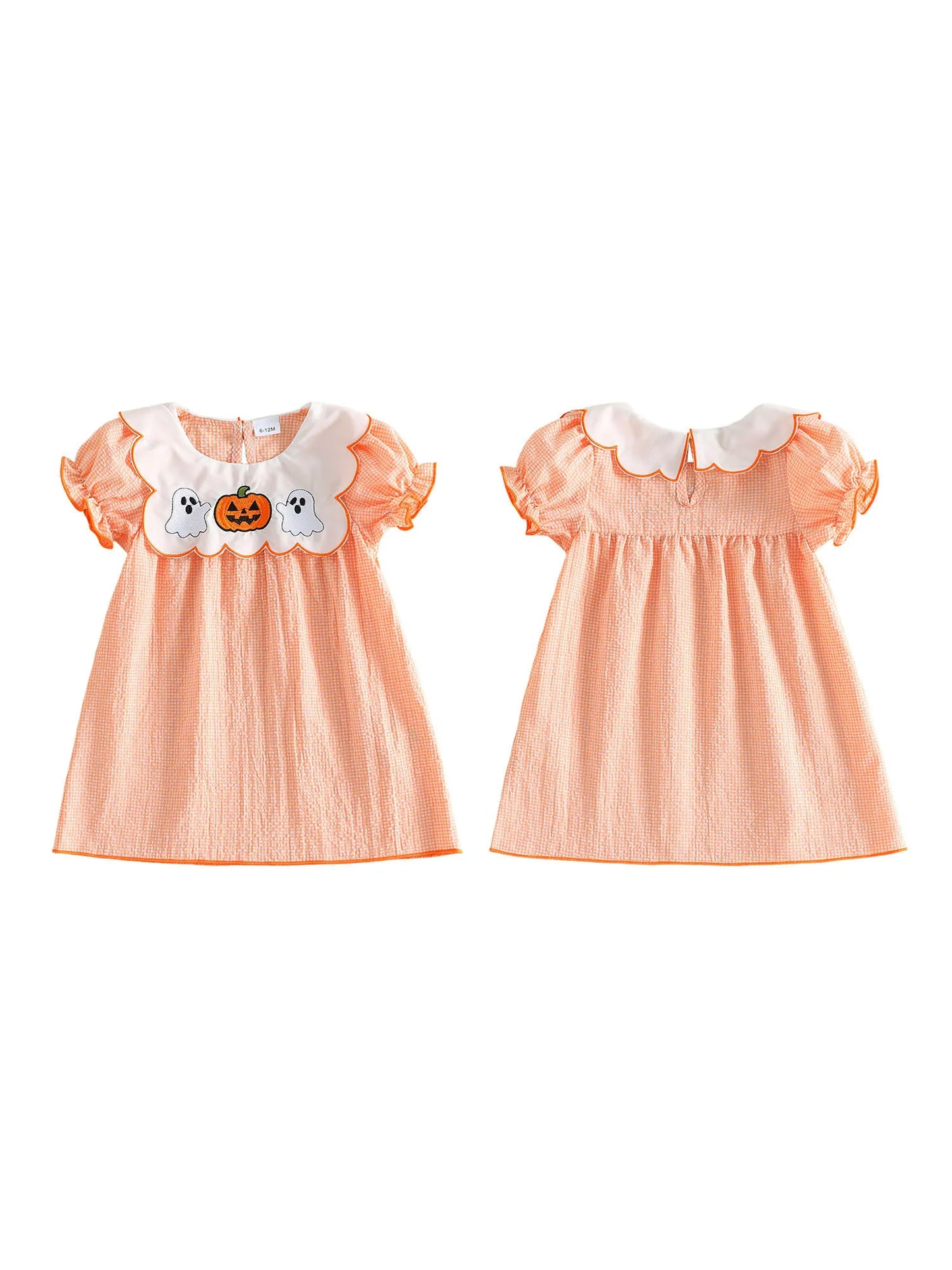 Infant Girls Halloween Costume Witch Hat Embroidered Round Neck Sleeveless Dress Baby Plaid Skirt Outfit Set