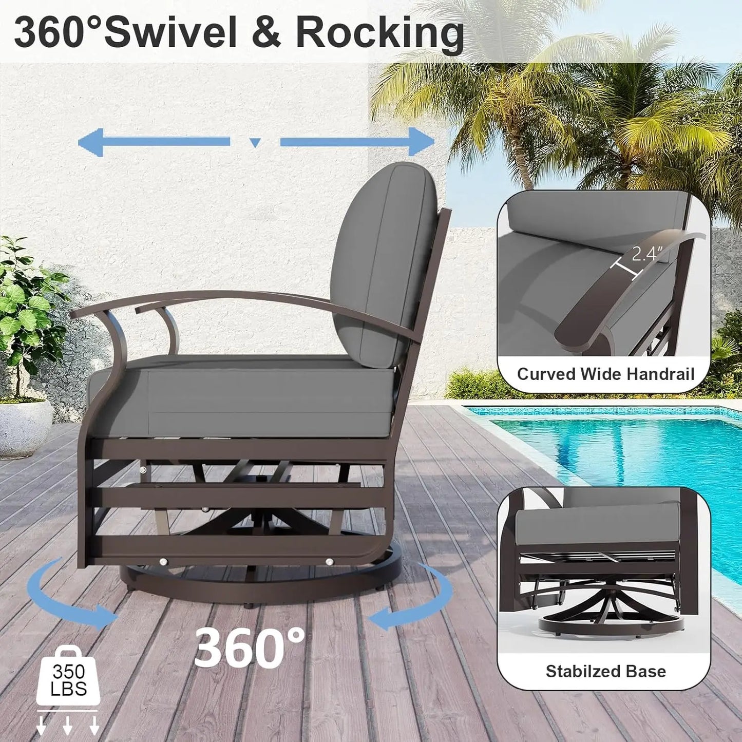 Aluminum Patio Furniture Set with Propane Fire Pit Table 5-seat Metal Outdoor Furniture w/Fire Pit Patio Sectional, Customized