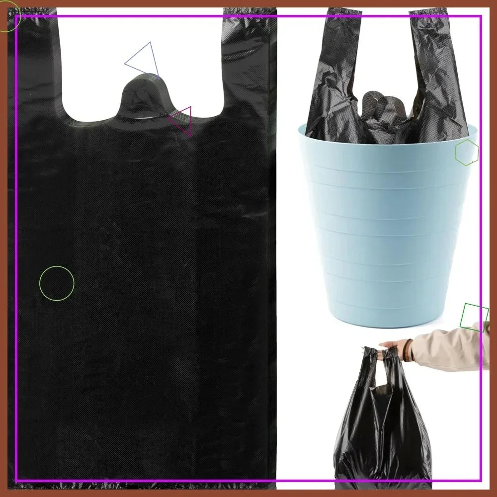35 Pack 4 Gallon Trash Bags with Handle, Strong Black Garbage Bags for Kitchen Bathroom Office