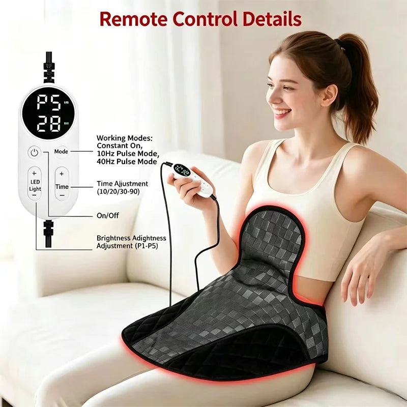 NEW 104LEDs Red Light Therapy for Neck Shoulder 660nm&850nm Wearable Heating Infrared Light Therapy Pad with Timer & Pulse Modes