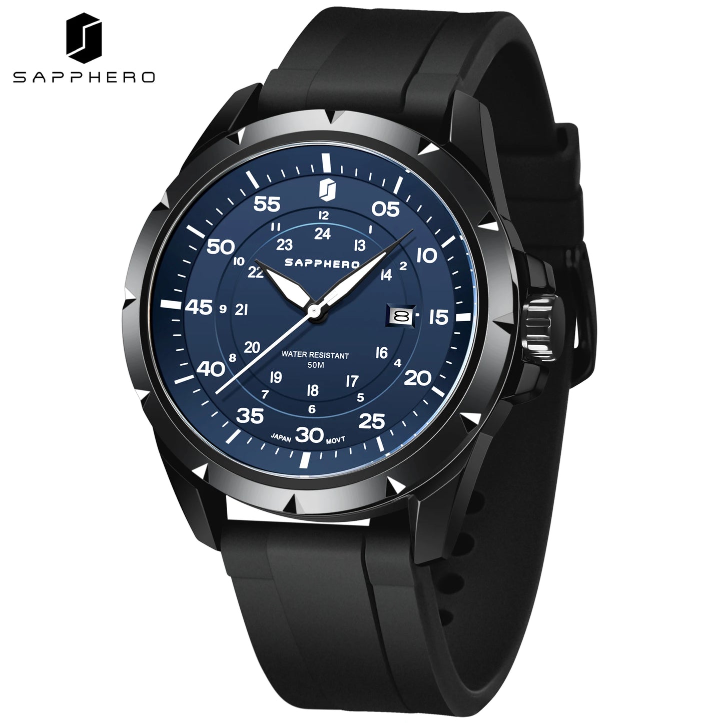 SAPPHERO Men’s Quartz Watch, Sport Fashion Wristwatch, Date Display, 50M Water Resistant, Casual Outdoor Style