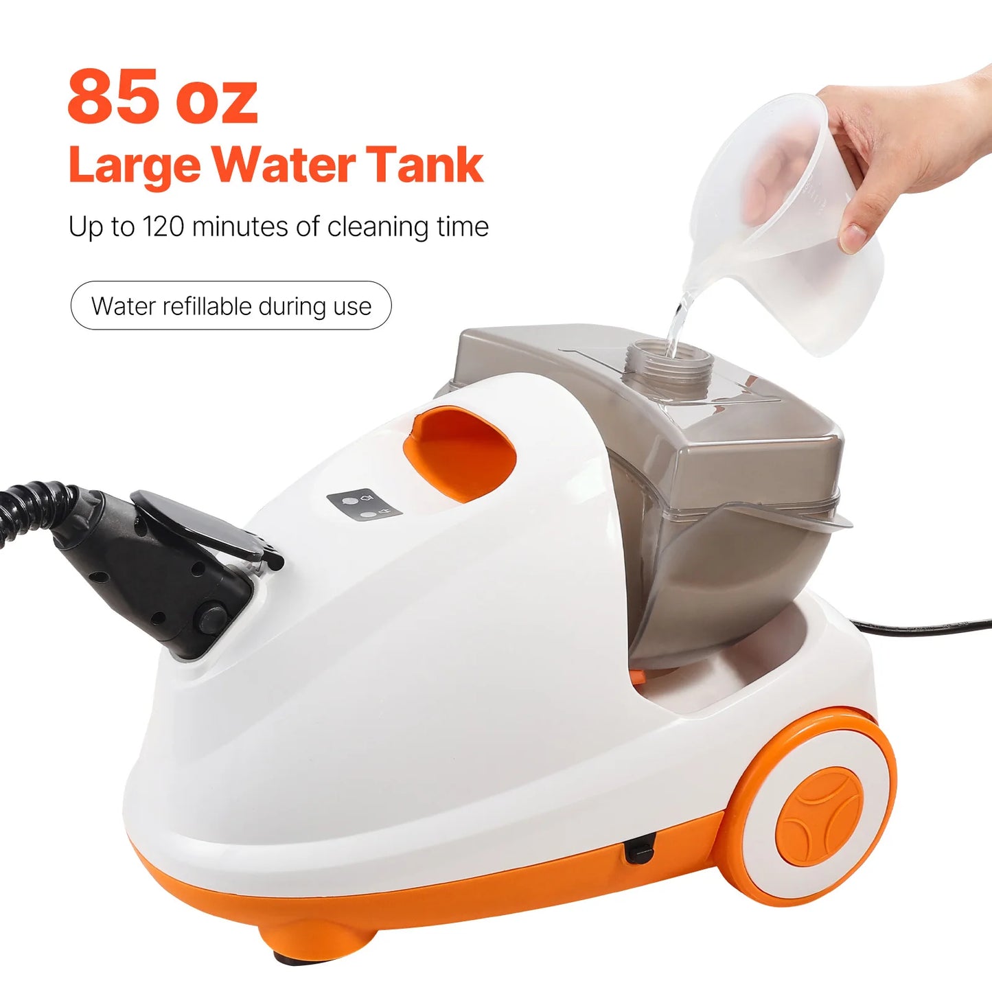 SucceBuy Steam Cleaner Multipurpose Powerful Steamer w/ 84.55oz Tank & Portable Handle for Grout Tile Floors Appliances Home Car