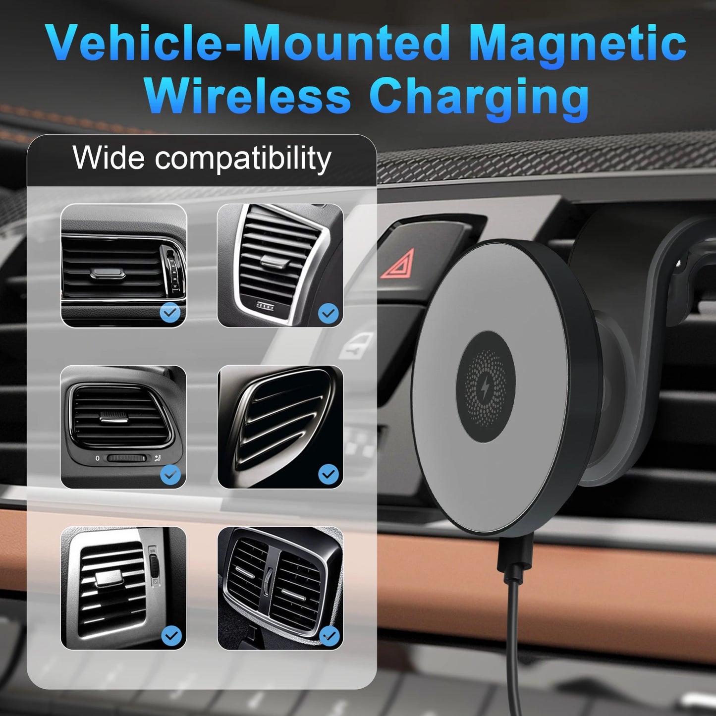 15W Magnetic Car Wireless Chargers Mount Fast Charging Station Dock 360° Adjustable For IPhone17/16/15/14/13 All Android Phones