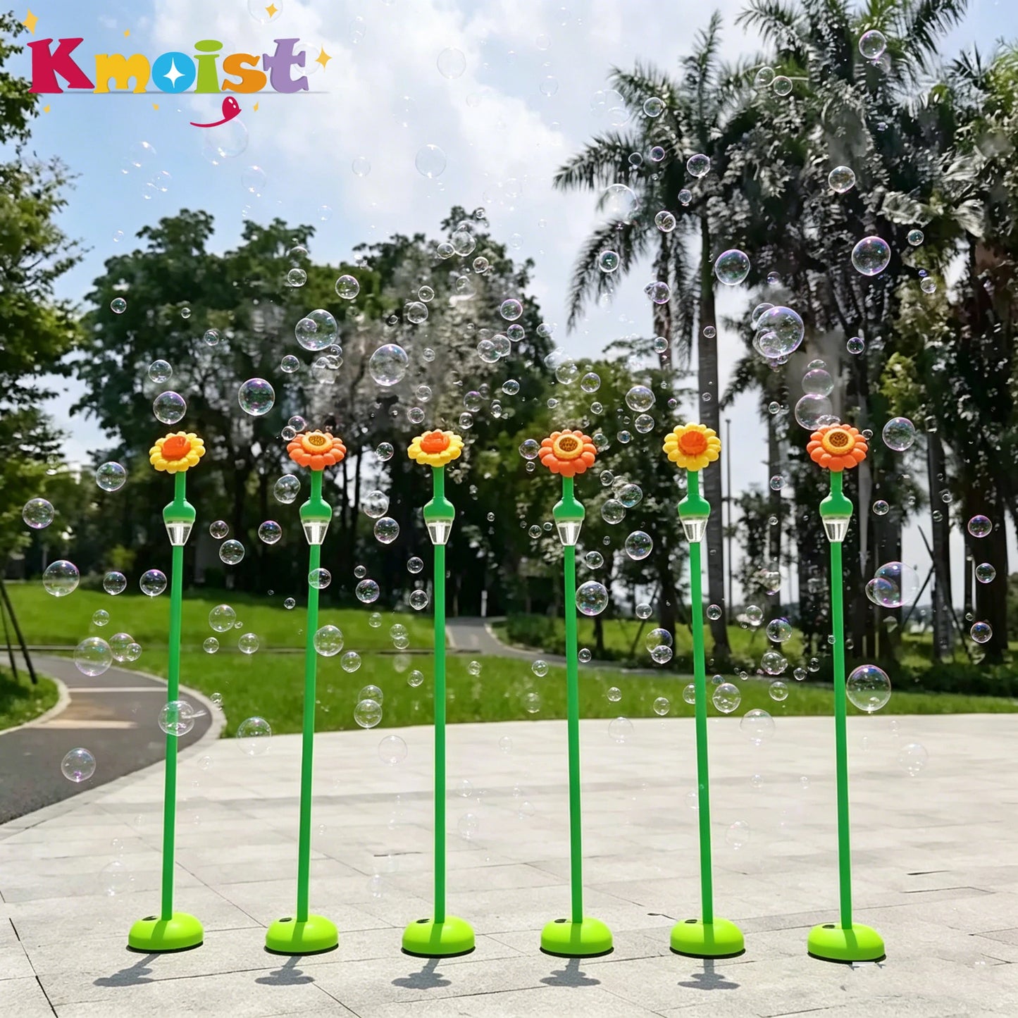  Electric Sunflower Bubbles Machines Remote Controlled  Automatic Sound and Light Soap Bubbles blowing Toy Children's Day Gifts