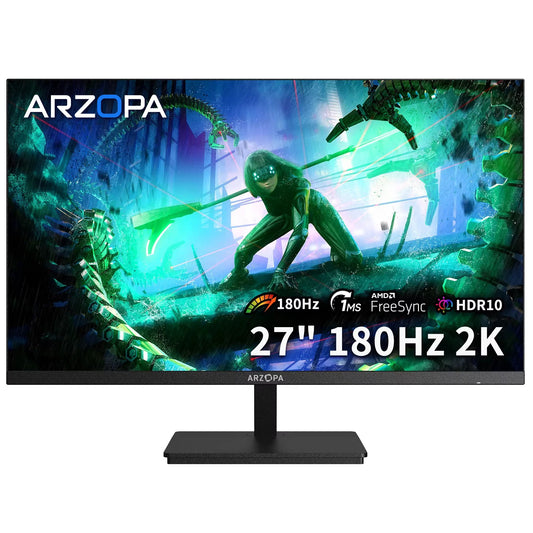 New ARZOPA 27 Inch Monitor 180Hz Gaming Monitor QHD 2K Monitor for PC, 2560*1440, Fast IPS, with Type-C, Samsung DeX Mode, FreeS