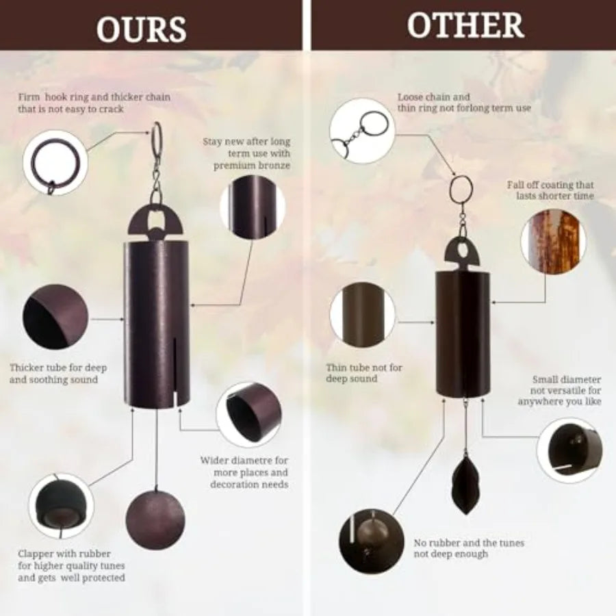 Wind Chimes for Outside Deep Tone Heroic Windbell Deep Resonance Serenity Bell Outdoor Decor for Patio, Yard, Porch, Garden