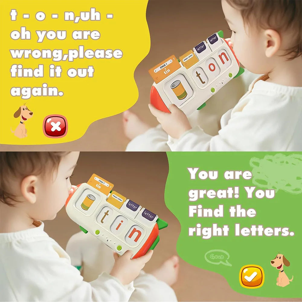 Kids Learning Flash Card Machine – English Spelling, Math & Music Early Education Toy with Sound Feedback – Rechargeable