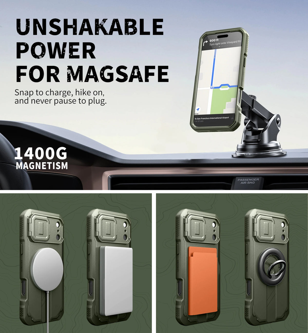 DEXNOR For iPhone 17 Pro Max Case with Camera Cover & Adjustable Kickstand Compatible With MagSafe Shockproof Magnetic Protective Cover