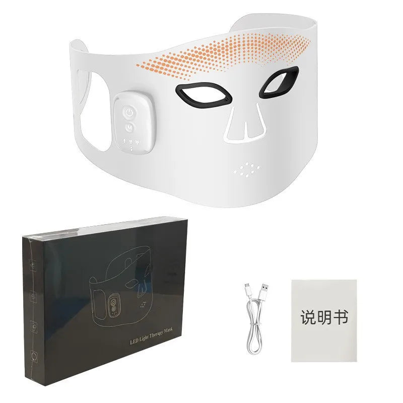 Silicone Red Light Facial Mask,Wireless Rechargeable 336 LED Chips 4‑Mode Type‑C Phototherapy Home Skin Care Beauty Device