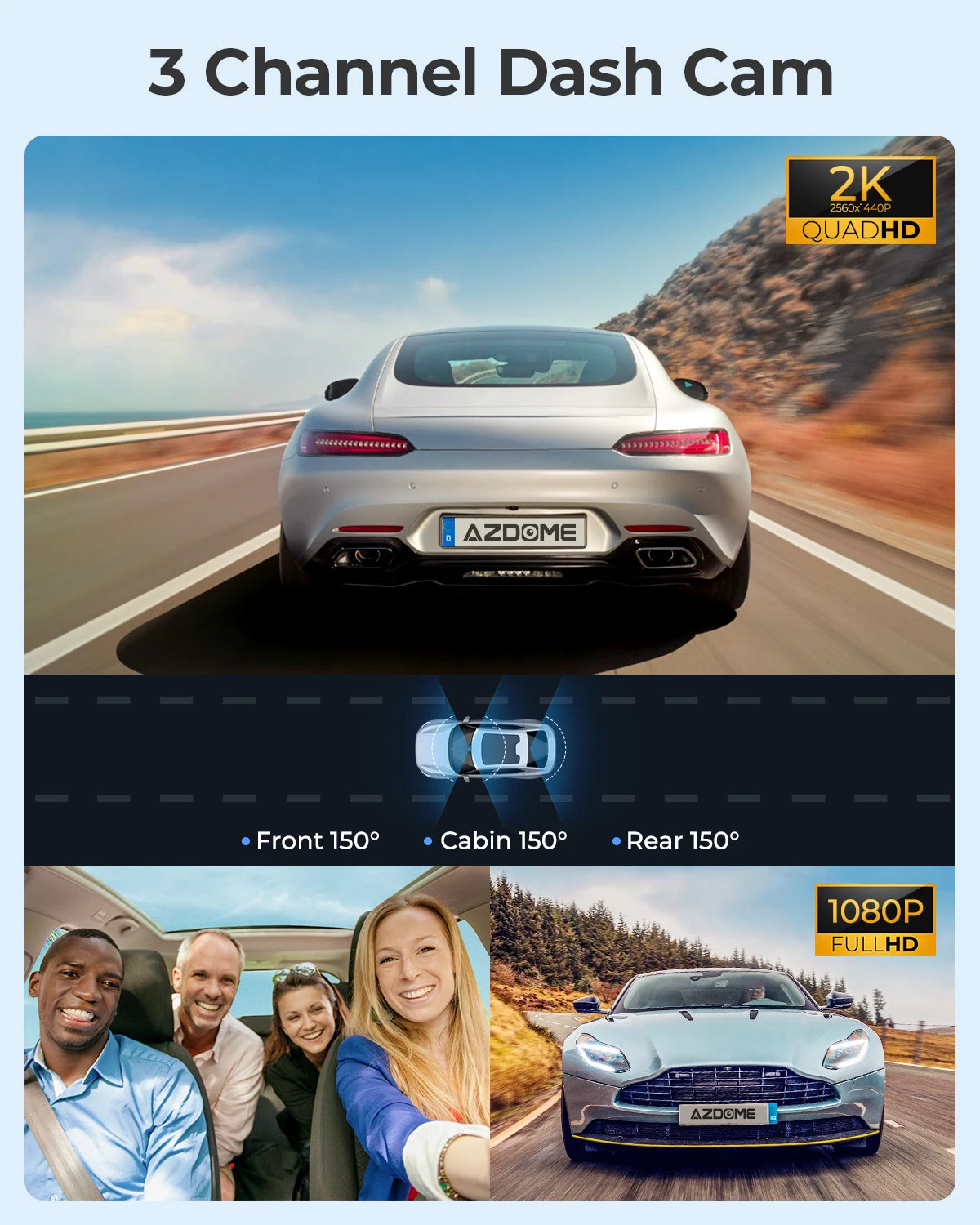 AZDOME 4K Dash Cam M550 Pro Built-in 5.8Ghz WiFi GPS Car DVR Upgrade AZDOME M550 Night Vision Parking Monitor Support Rear Cam