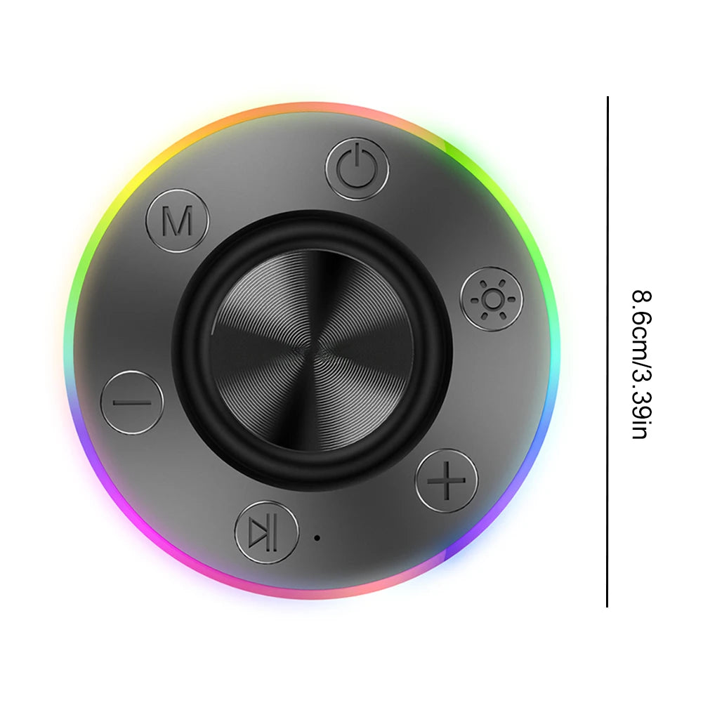 Waterproof Mini Speaker Hands-Free Call/FM Radio Bluetooth-Compatible 5.2 Stereo Subwoofer Built-in Mic for Bathroom Sing-Along