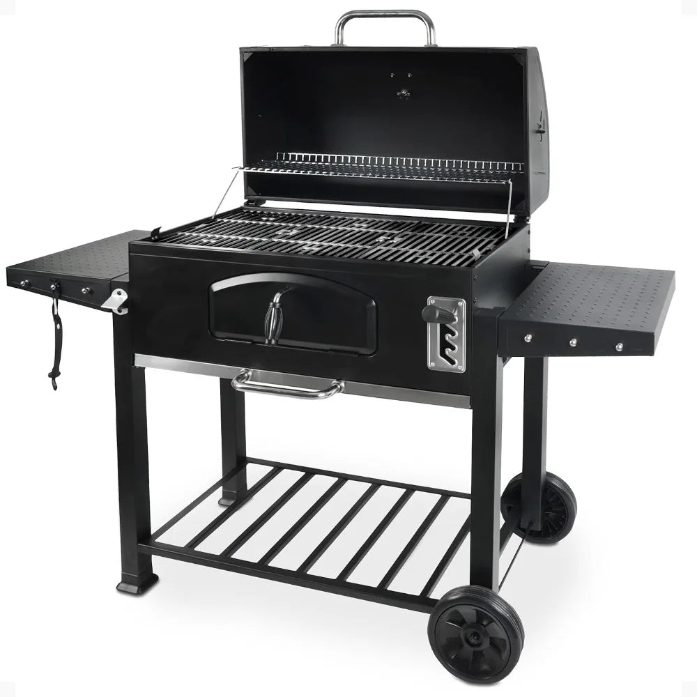 Grill Boss Charcoal Grill with Large 32-Inch Cooking Area - Includes Warming Rack, Side Shelves, Bottom Storage and, Customized