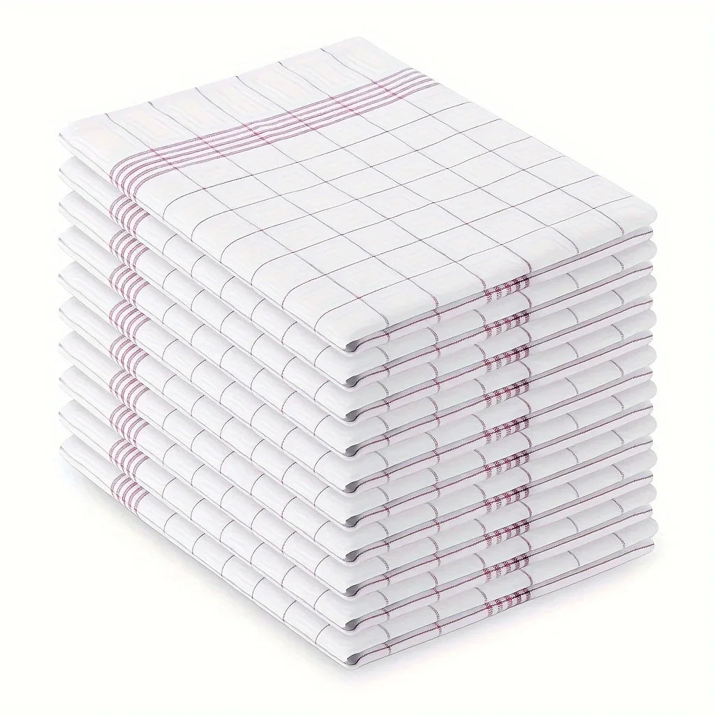 1/5/10pcs Classic Plaid Dish Towel Scouring Pad, Soft Large Size Kitchen Towel, Suitable for Bar and Kitchen Cleaning