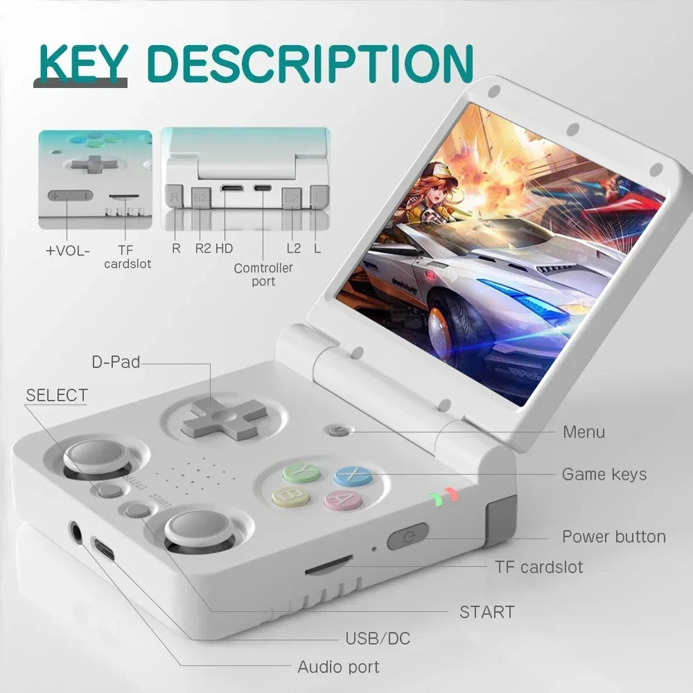 MIYOO Flip V2 Handheld Game Console Players 3.5''IPS Screen Linux System Onion OS Video Game Machine for On-the-Go Entertainment Gamer Gift Gaming