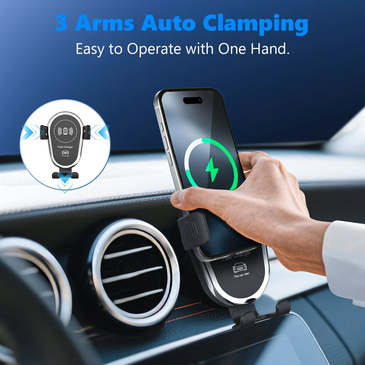 Wireless Car Charger Magnetic Air Vent Fast Charging Phone Holder for iPhone 17 Pro Max 16 15 Samsung Android Phones