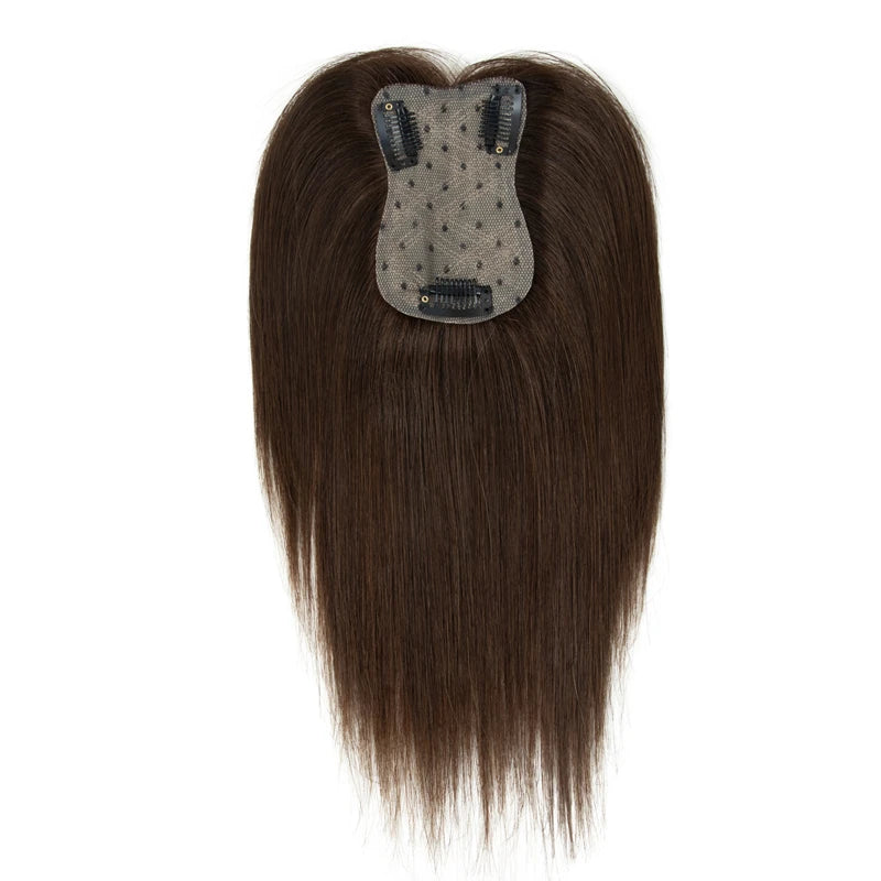 100% Human Hair Toppers with Clips Machine Remy Natural Topper Hair High Quality One Piece Toppers for Women Daily Thin Hair