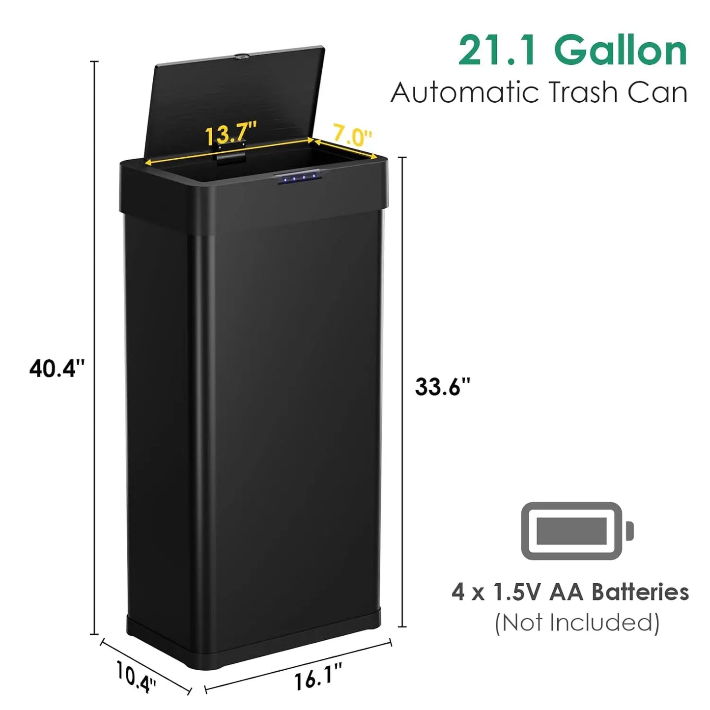 Automatic Trash Can,Sensor Motion Stainless Steel Garbage Bin, Touchless Smart Waste Bin, W/Stay-Open, Soft Close, Customized