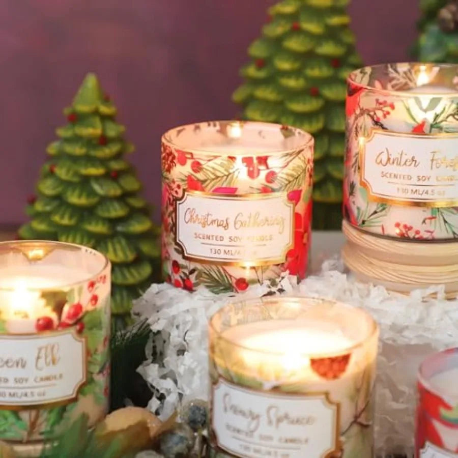 6 Pack Scented Candles with Lid Soy Wax Strong Fragrance Different Scent Clean Burn Long Time Aromatherapy Glass Jar Candles fo