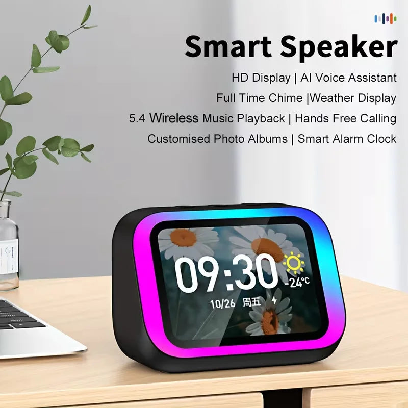 TF26 Pro ai Smart Bluetooth Speaker with LED Display Voice Control, Multi-Functional Smart Alarm Clock, HiFi Sound Built-in Full-Range Speaker, Aesthetic Portable Desktop Wireless Speaker Hands-Free Calling for Home Bedroom O