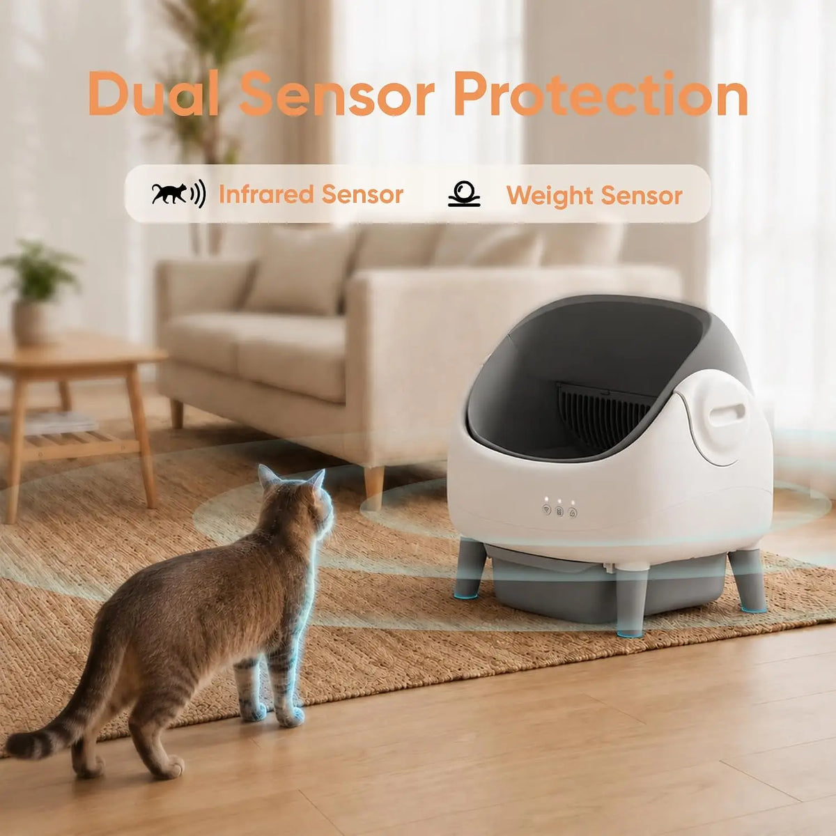 Self Cleaning Cat Litter Box, Open-Top Automatic Cat Litter Box with App Control, Large Capacity for Multiple Cats,, Custom