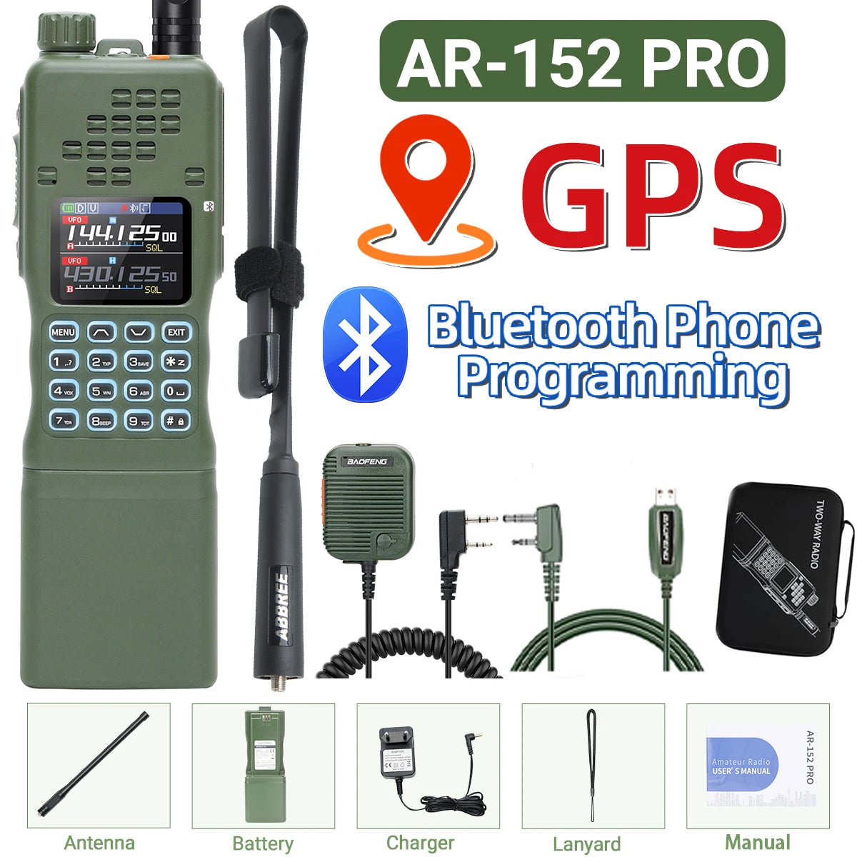 Baofeng AR 152 PRO GPS Ham Radio High Powerful CS Tactical Game Walkie Talkie Long Range Upgraded AR-152 Portable Two Way Radio