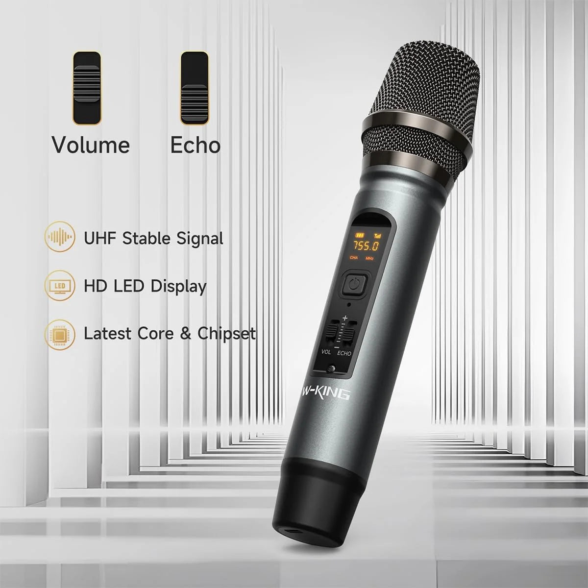 W-KING D10MIC Wireless Microphone Bluetooth Speaker Portable Loud Speakers Bass Boost, DSP, Stereo Pairing, Powerbank, AUX IN